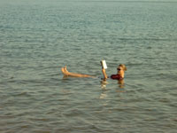 Floating in the Dead sea